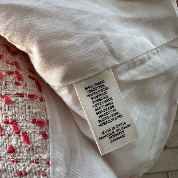 Rebecca Taylor Beckie Tweed Jacket White/Red Women's Size 4 - Picture 5 of 11